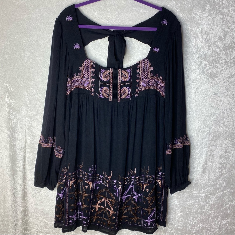 Rhiannon Embroidered black embroidered Mini Dress